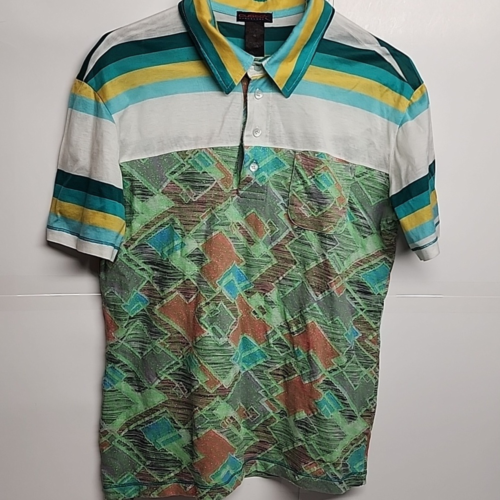 Custo Barcelona Vintage Multicolor Striped & Patterned Unisex Shirt Sz 4= L